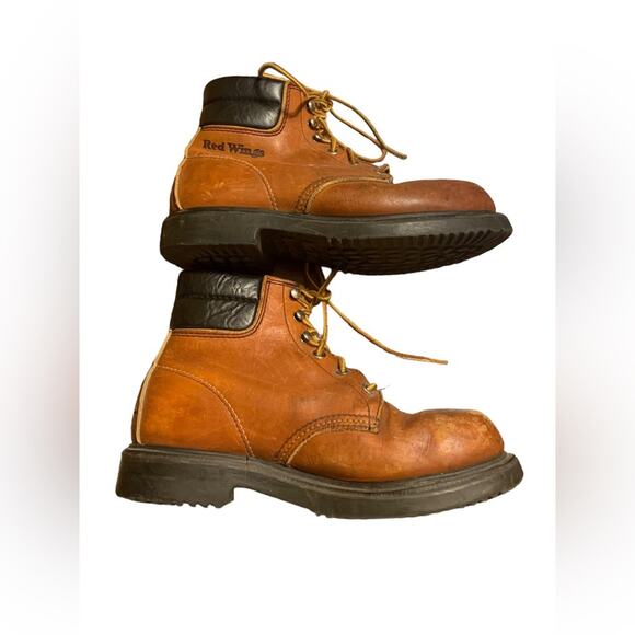 Red Wing Leather Work Boots Vintage Supersole Steel Toe 90s Size 6 D - Picture 3 of 9